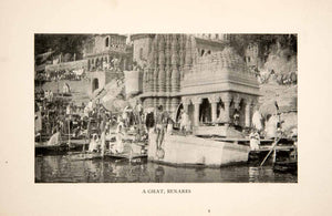 1918 Print Nude Varanasi Benares India Asia Ganges River Swimming Ghat XGOB3