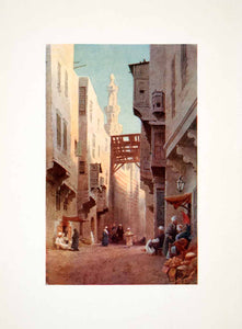 1906 Color Print Sharia Bab Wazir Street Cairo Egypt Minaret Robert Talbot XGOB7