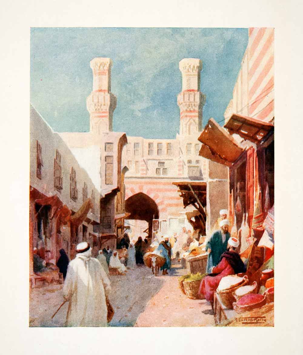 1906 Color Print Bab Zuweila Door Berber Cairo Egypt Fatimid Robert Talbot XGOB7