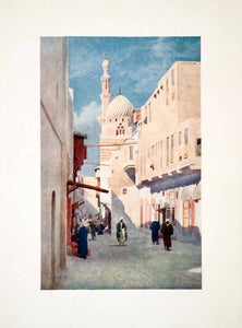 1906 Color Print Azhar Mosque Cairo Egypt Robert Talbot Kelly Minaret Dome XGOB7