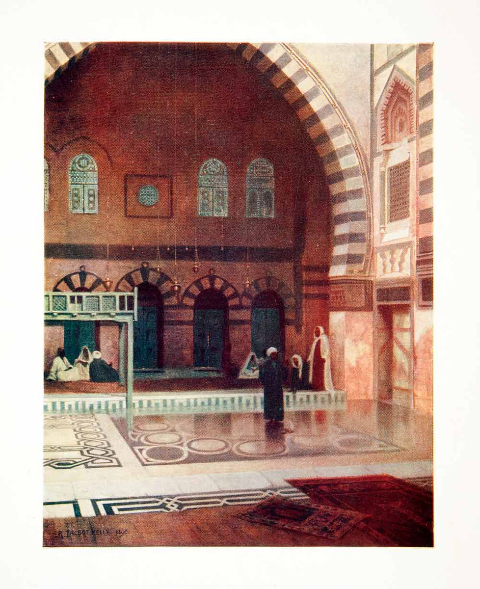 1906 Color Print Musallah Prayer Hall Mosque Cairo Egypt Robert Talbot ...
