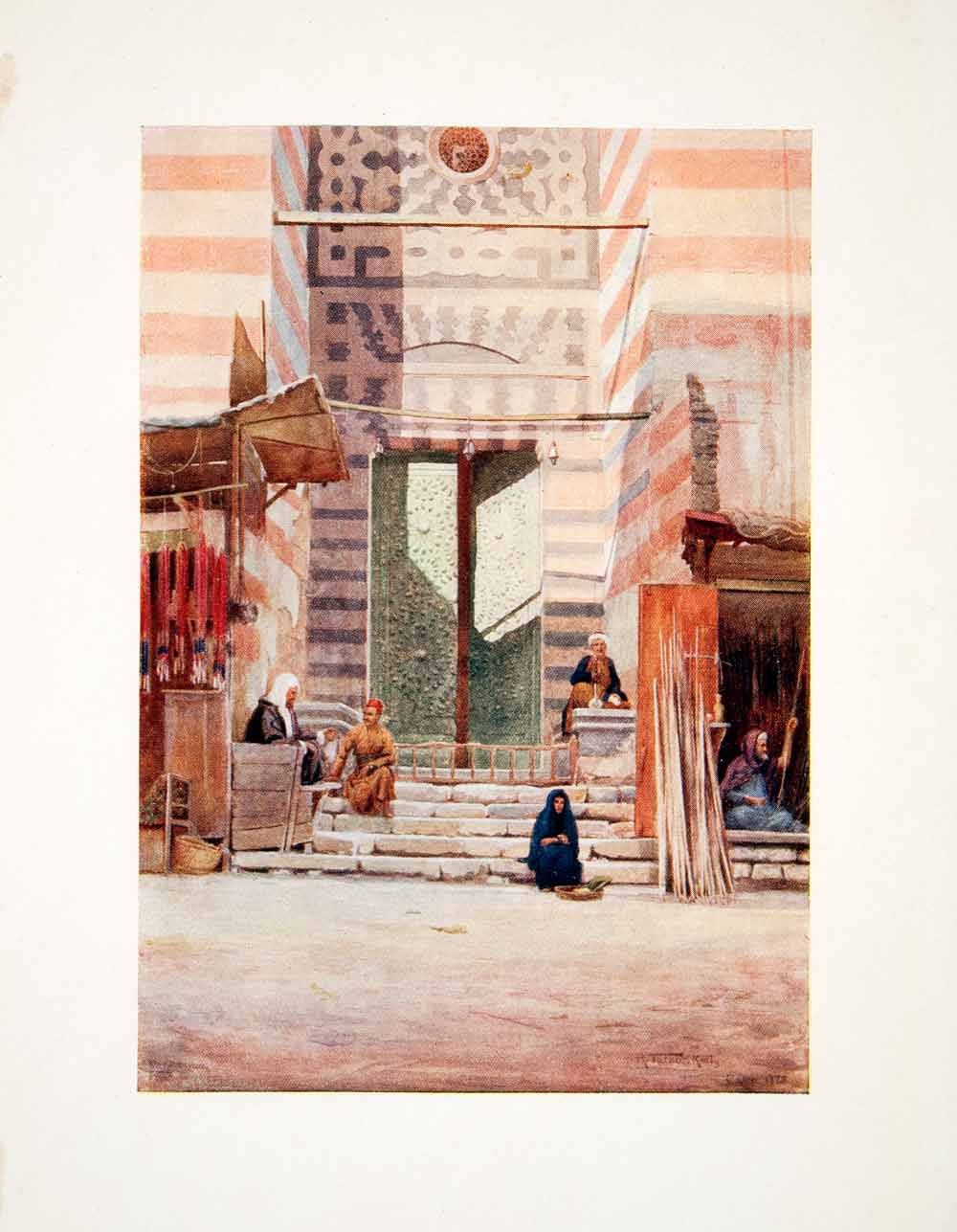 1906 Color Print Maristan Mansur Qalawun Mosque Cairo Egypt Robert Talbot XGOB7