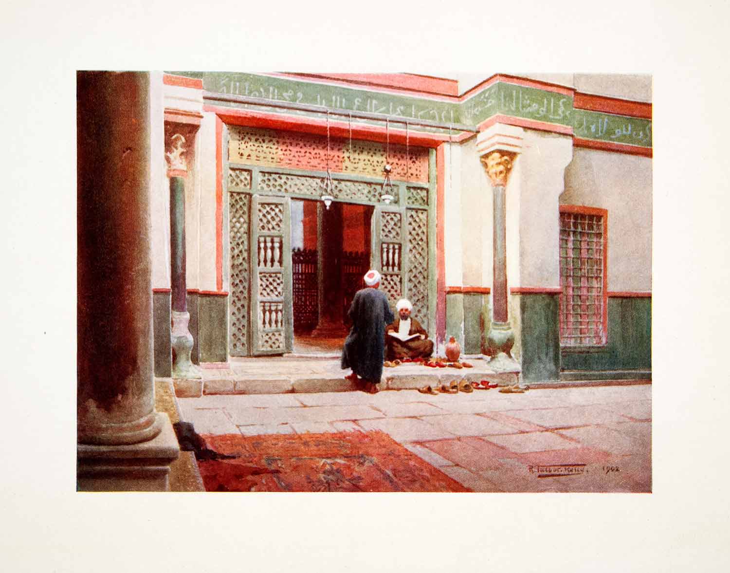 1906 Color Print Main Entrance Al Qalawun Mosque Cairo Egypt Robert Talbot XGOB7