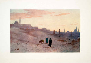 1906 Color Print Citadel Cairo Skyline Egypt Desert Mosques Robert Talbot XGOB7