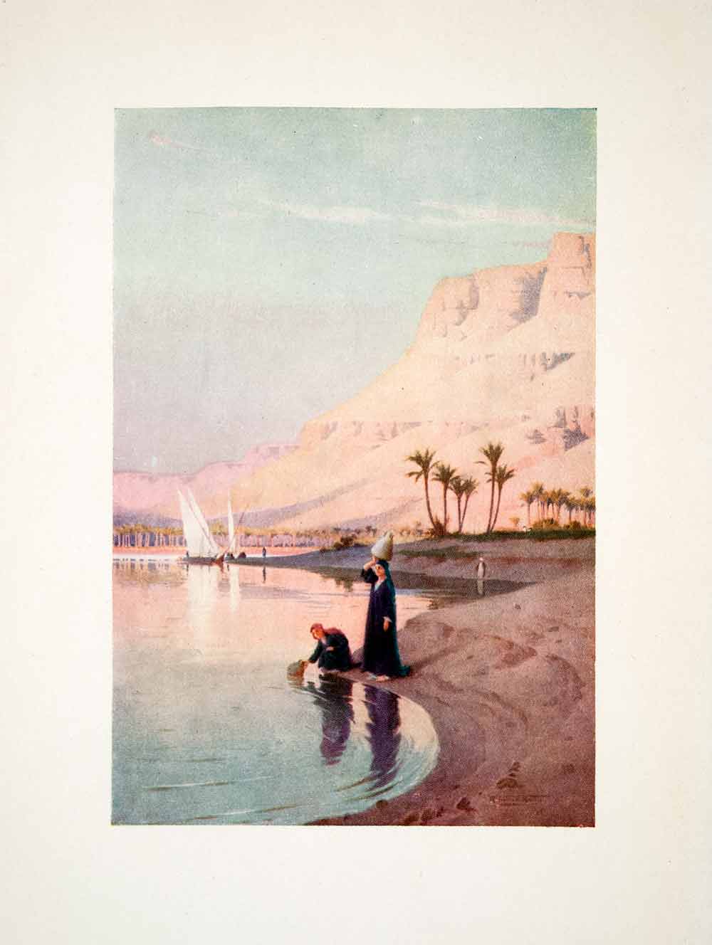 1906 Color Print Gebel Abufeda Mountain Kasr El Saiyyad Egypt Nile Talbot XGOB7