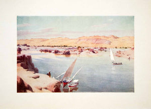 1906 Color Print First Cataract River Nile Aswan Boats Egypt Robert Talbot XGOB7