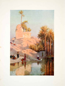 1906 Color Print Fayoum Oasis River Nile Valley Yussef Egypt Robert Talbot XGOB7