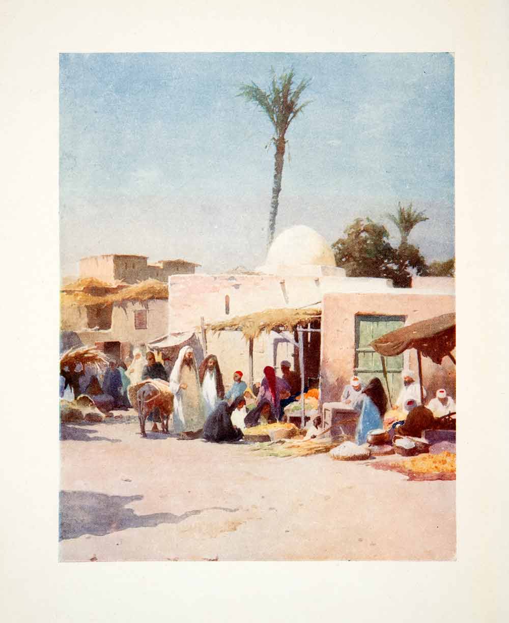 1906 Color Print Egypt Marketplace Souq Land Goshen Merchant Robert Talbot XGOB7