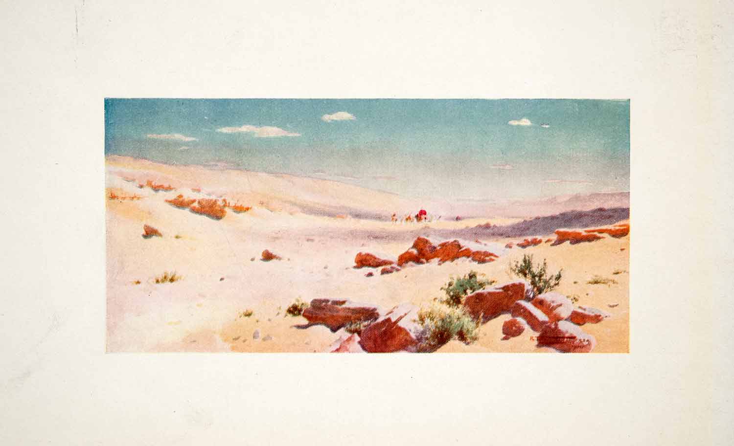 1906 Color Print Barren Desert Scene Land Goshen Egypt Dunes Robert Talbot XGOB7