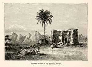 1891 Wood Engraving Ruins Temple Tafah Nubia Egypt Egyptian Archaeology XGOB9