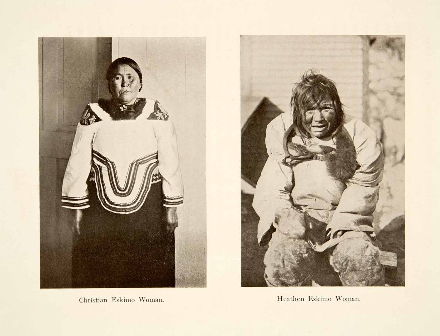 1911 Print Christian Heaten Eskimo Women Canada Portrait Costume Fashion XGOC2