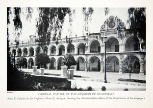 1943 Print Original Capitol Kingdom Guatemala Biener El Palacio de los XGOC3