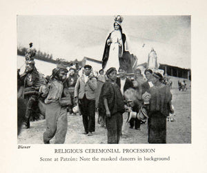 1943 Print Religious Ceremonial Procession Patzun Masked Dancers XGOC3