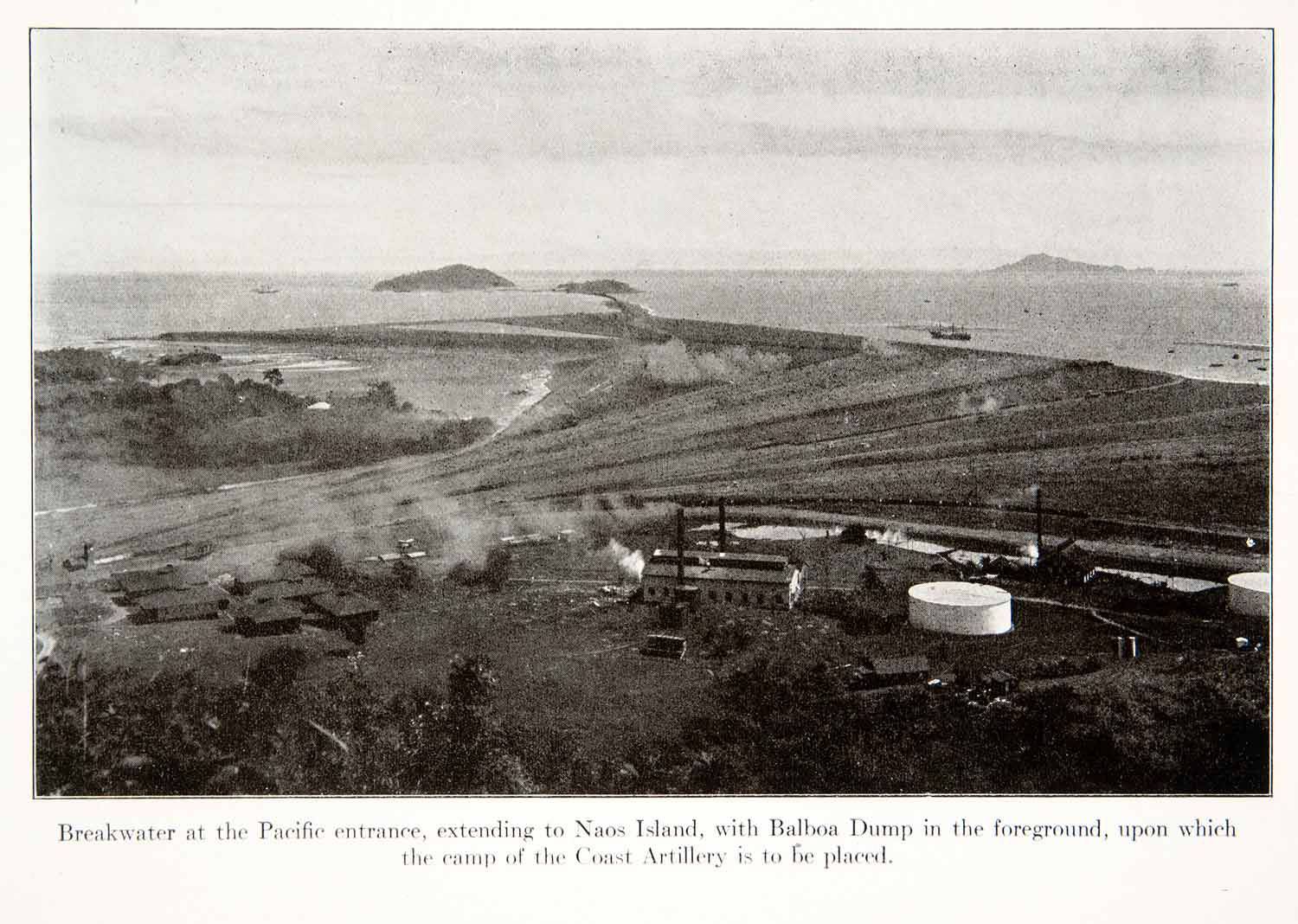 1913 Print Landscape Breakwater Pacific Entrance Naos Island Balboa Dump XGOC4