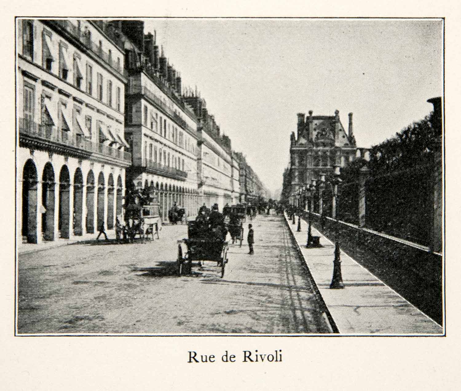 1900 Print Rue de Rivoli Shopping Battle Louvre Tuileries Gardens France XGOC5