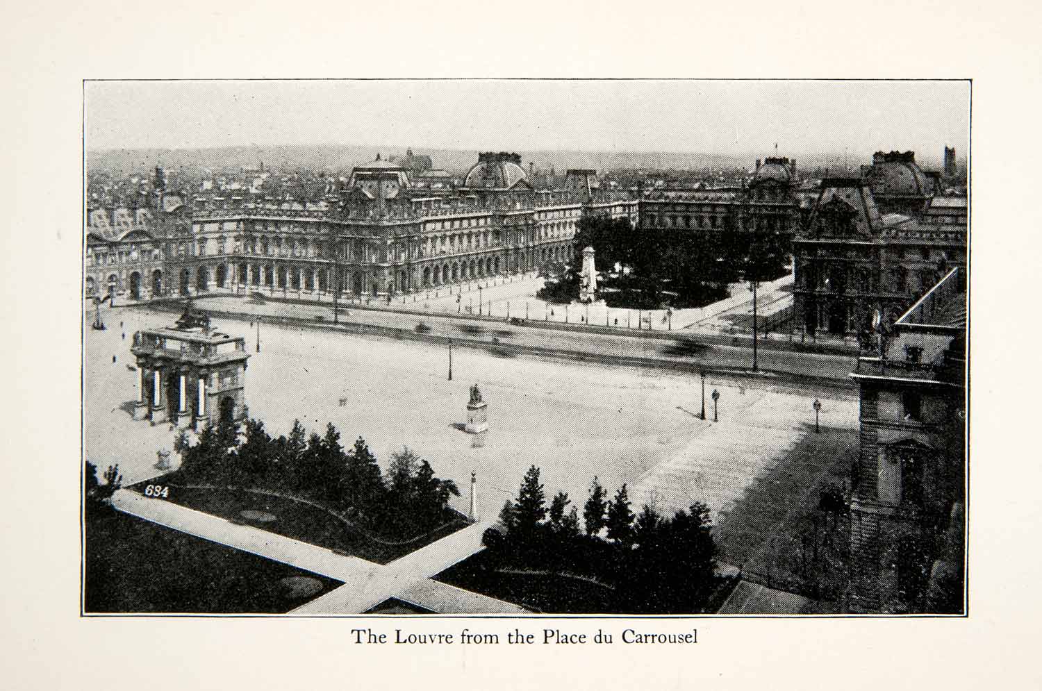 1900 Print Louvre Place du Carrousel Museum Tuileries Palace Paris France XGOC5