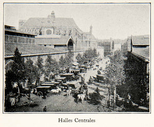 1900 Print Halles Centrales Paris Marketplace Forum Sculptures Fountains XGOC5
