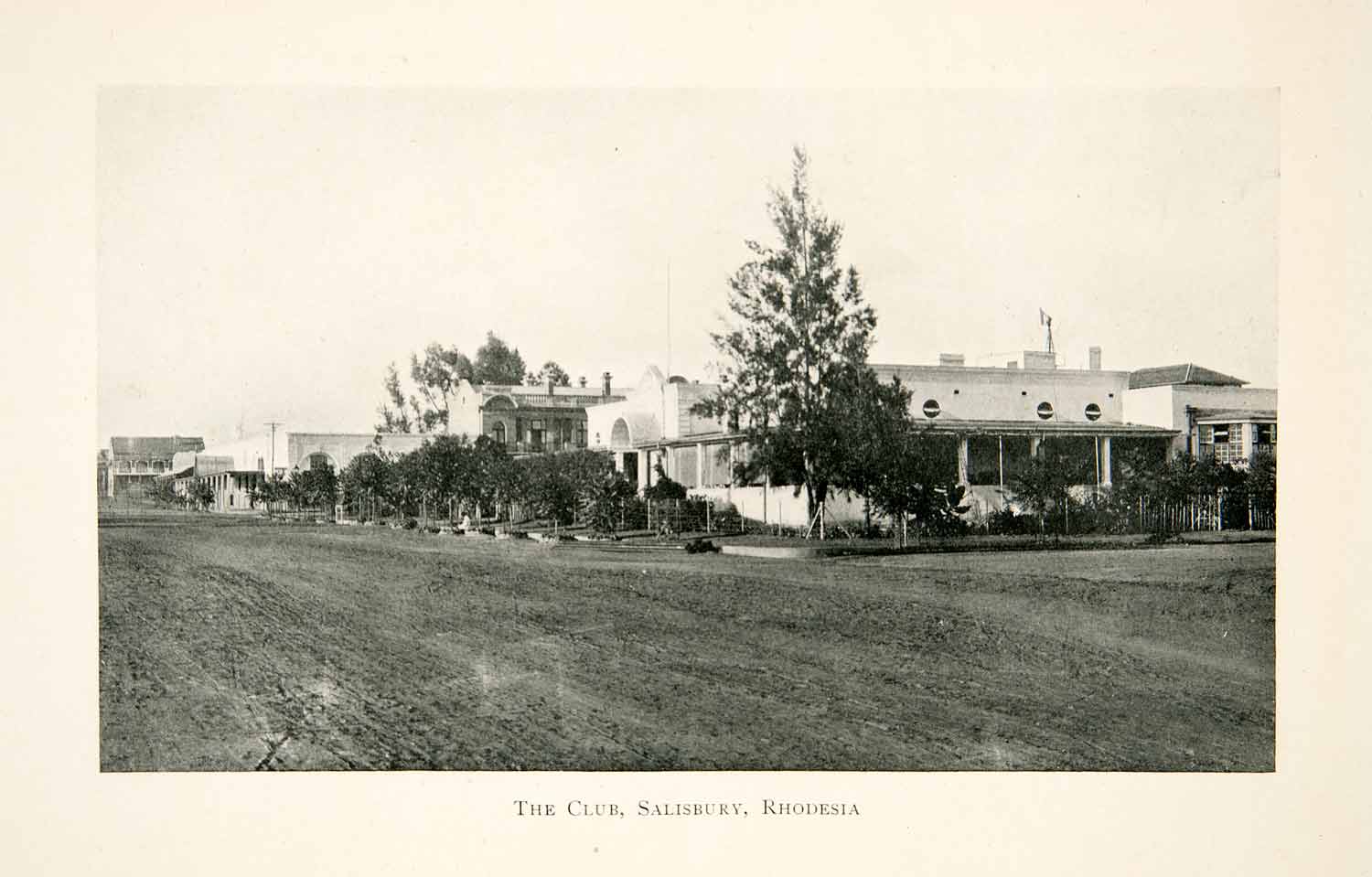 1915 Print Club Salisbury Rhodesia Africa Road Buildings Tropical XGOC6