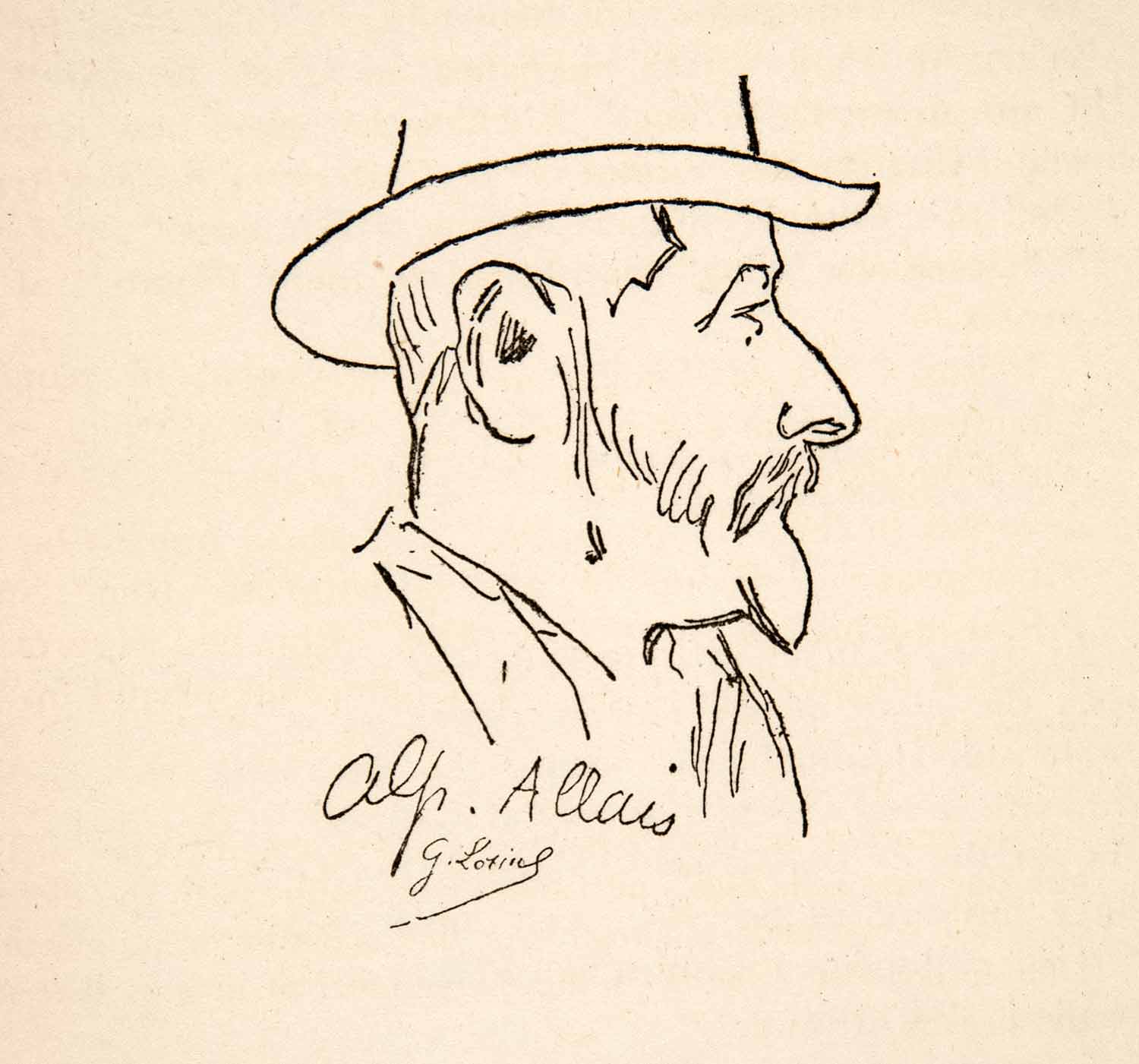 1927 Print Caricature Portrait Alphonse Allais French Writer Humorist XGOC8