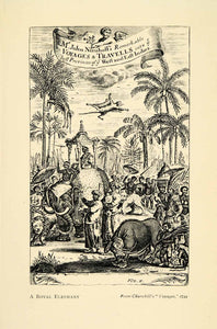 1931 Wood Engraving Royal Elephant Indies King Transportation Festival XGP1