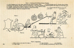 1854 Woodcut Ancient Egyptian Leather Cobbler Carpenter Handicraft XGP5