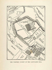 1893 Print Western Summit Capitoline Hill Temple Jupiter Map Diagram XGP6