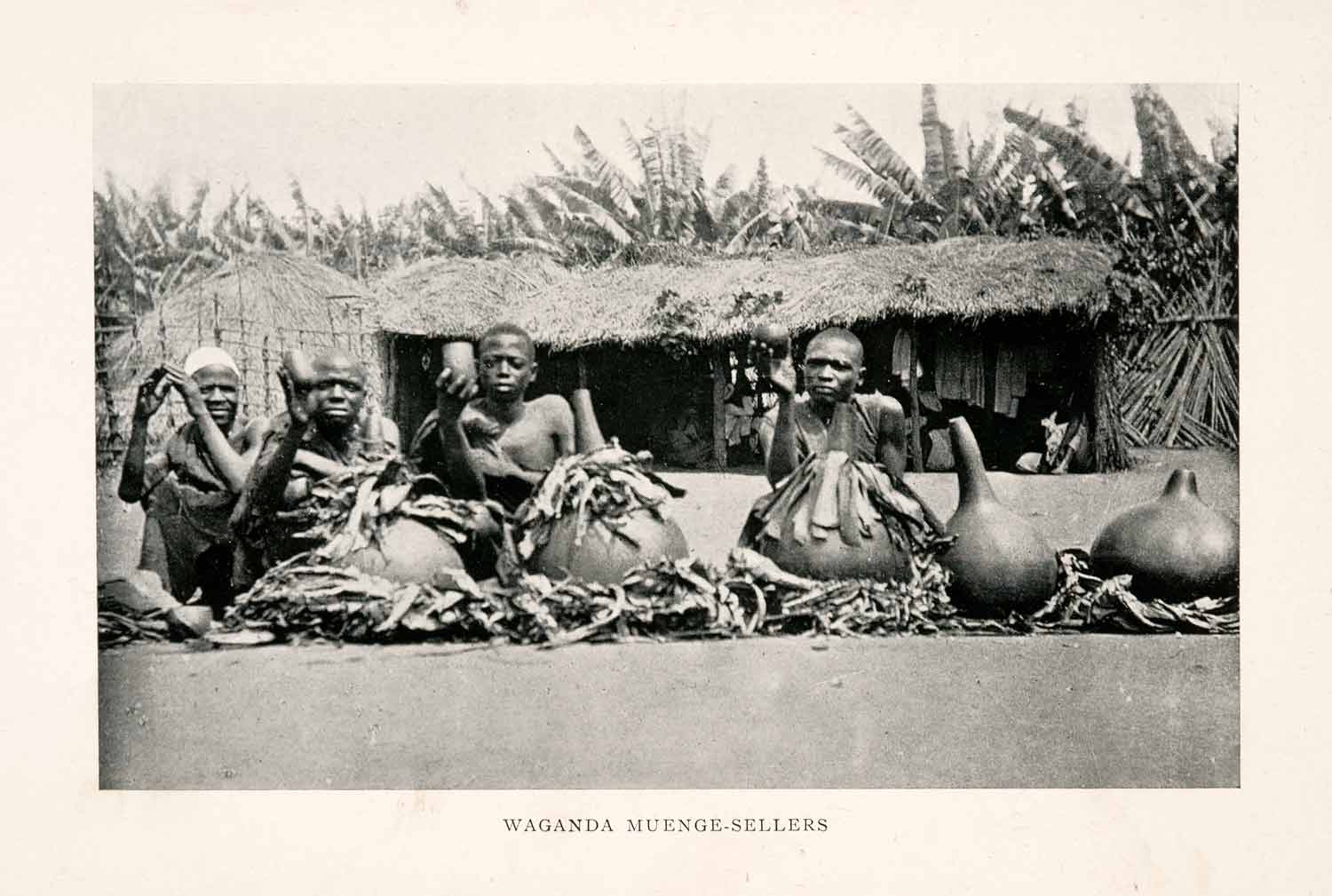 1899 Halftone Print Uganda Africa Mwenge Sellers Merchant Market Gourds XGPA1