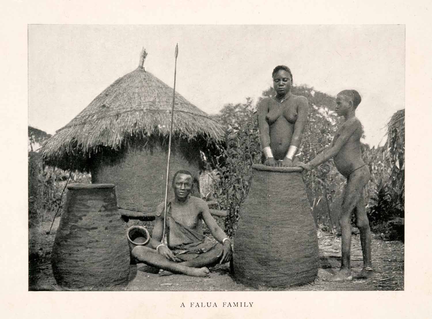1899 Halftone Print Falua Family Indigenous People Uganda Africa Pottery XGPA1
