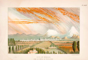 1883 Chromolithograph Mexico City Landscape Mountains Thomas Unett XGPA4