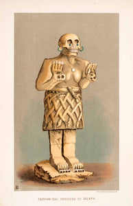 1883 Chromolithograph Goddess Death Teoyamiqui Aztec Lost Thomas XGPA4