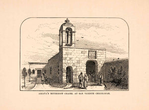1883 Wood Engraving Methodist Ariata Chapel San Vicente Chicolopan XGPA4