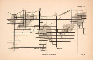 1883 Wood Engraving Diagram Silver Mine Pachura Hidalgo Mexico XGPA4