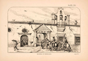 1883 Wood Engraving Hacienda Tepenacasco Mexico Hotel Architecture XGPA4