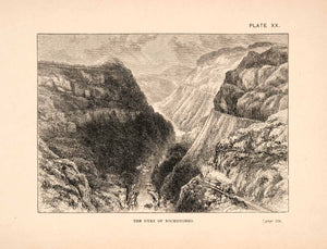 1883 Wood Engraving Dyke Nochistongo Mexico Mountain River Thomas XGPA4