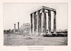 1906 Halftone Print Temple Jupiter Olymput Acropolis Greece Historic XGPA7