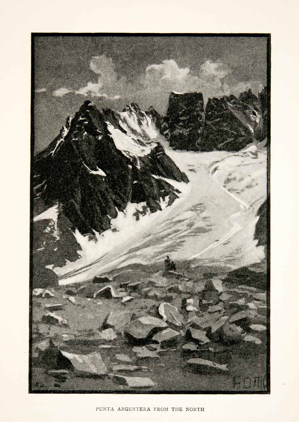 1895 Print Punta Argentere Peak Maritime Alps Italy Mountaineering Nature XGPB1