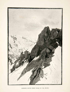 1895 Print Colle Valmiana Italian Maritime Alps Peak Snow Mountain Nature XGPB1