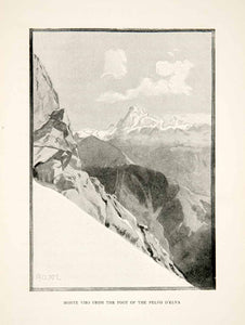 1895 Print Mountain Viso Pelvo D'Elva Italian Maritime Alps Peak View XGPB1