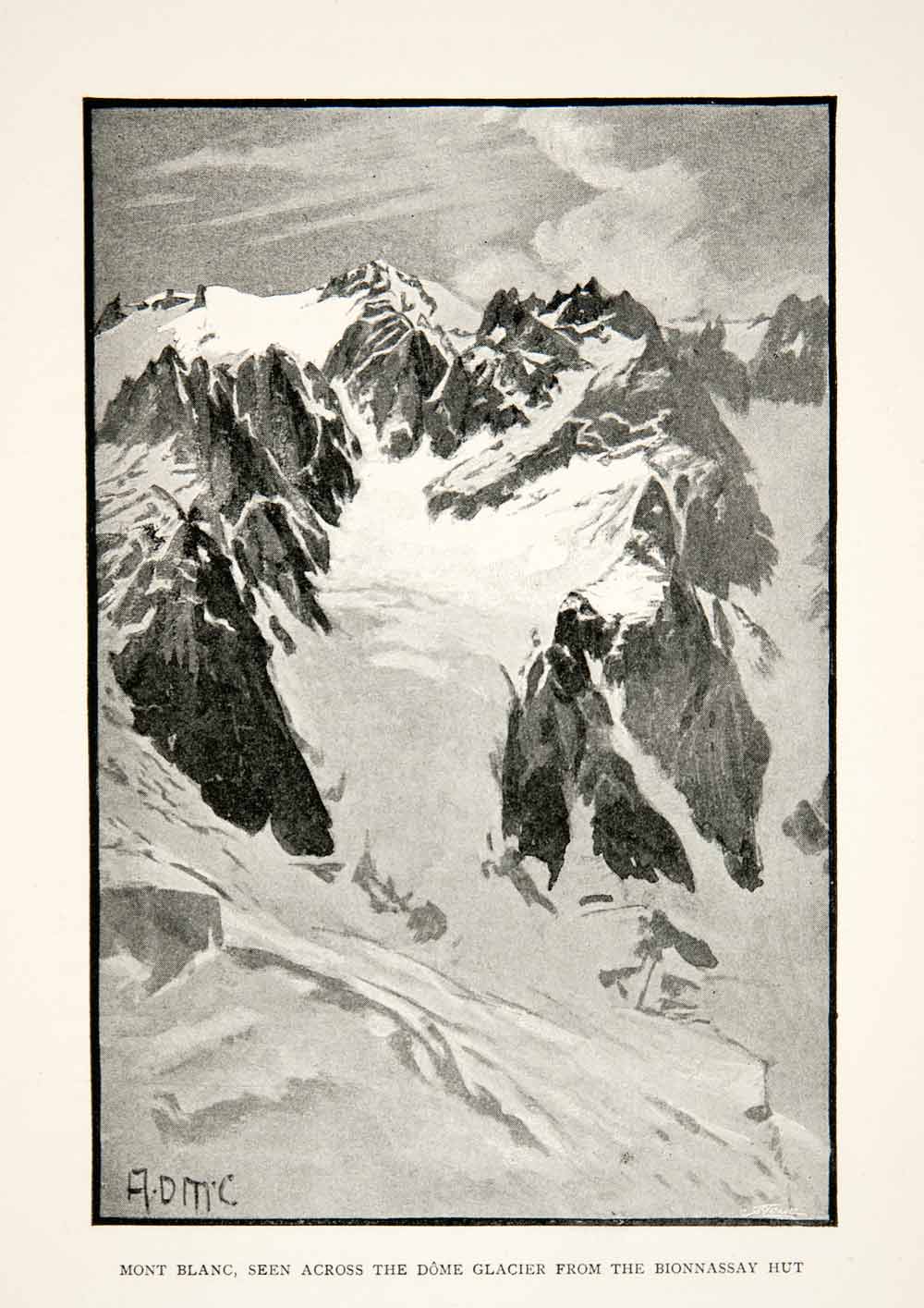 1895 Print Mont Blanc Massif Alps Mountain Dome Glacier Italy Mt XGPB1