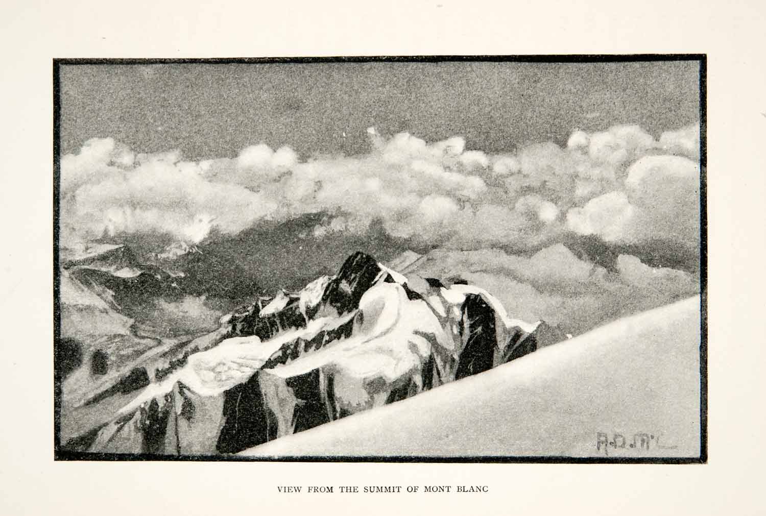 1895 Print Alps Mountains View Summit Mont Blanc Graian Range Landscape XGPB1