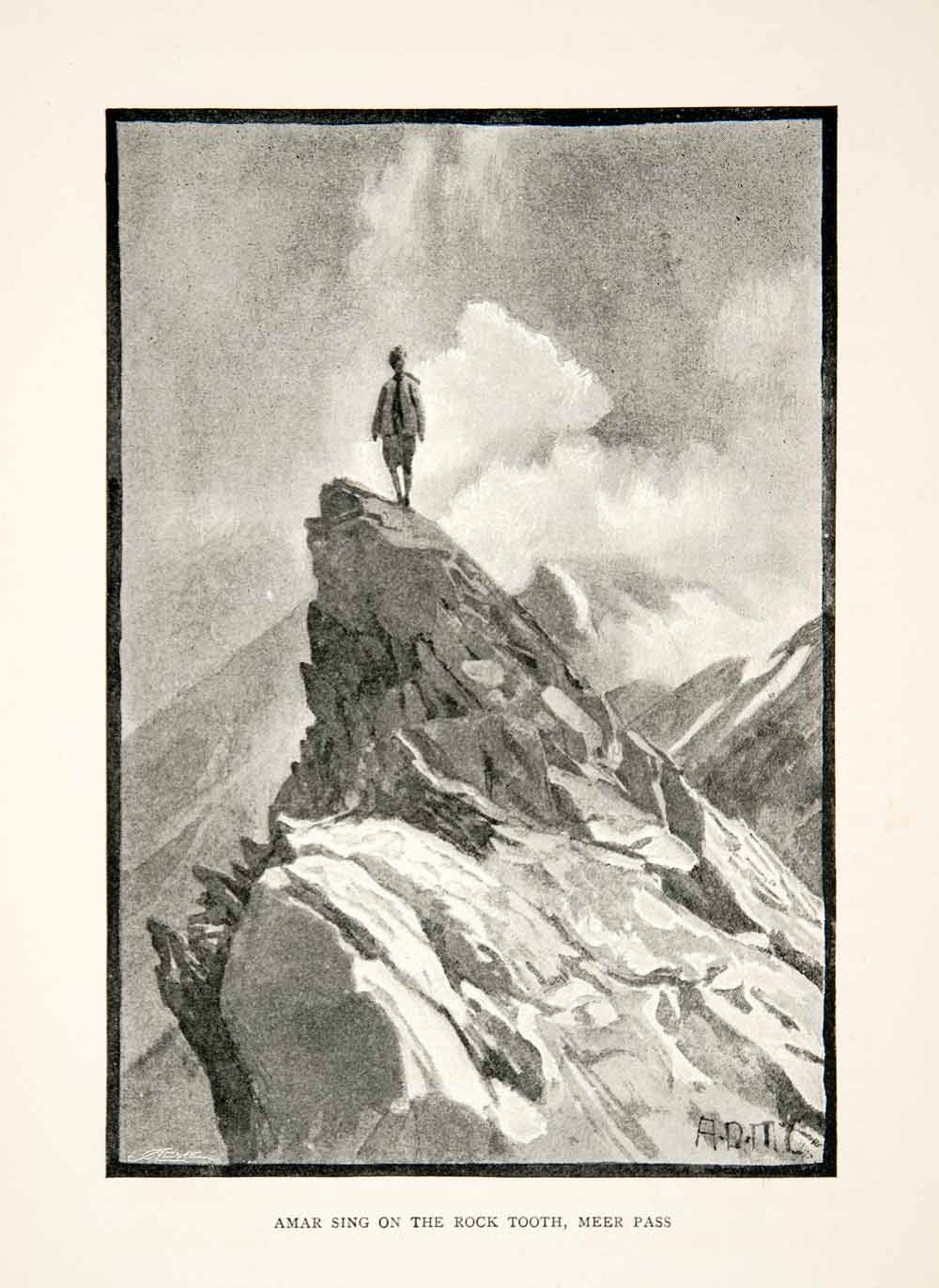 1895 Print Meer Pass Rock Tooth Promontory Alps Mountains Switzerland Amar XGPB1