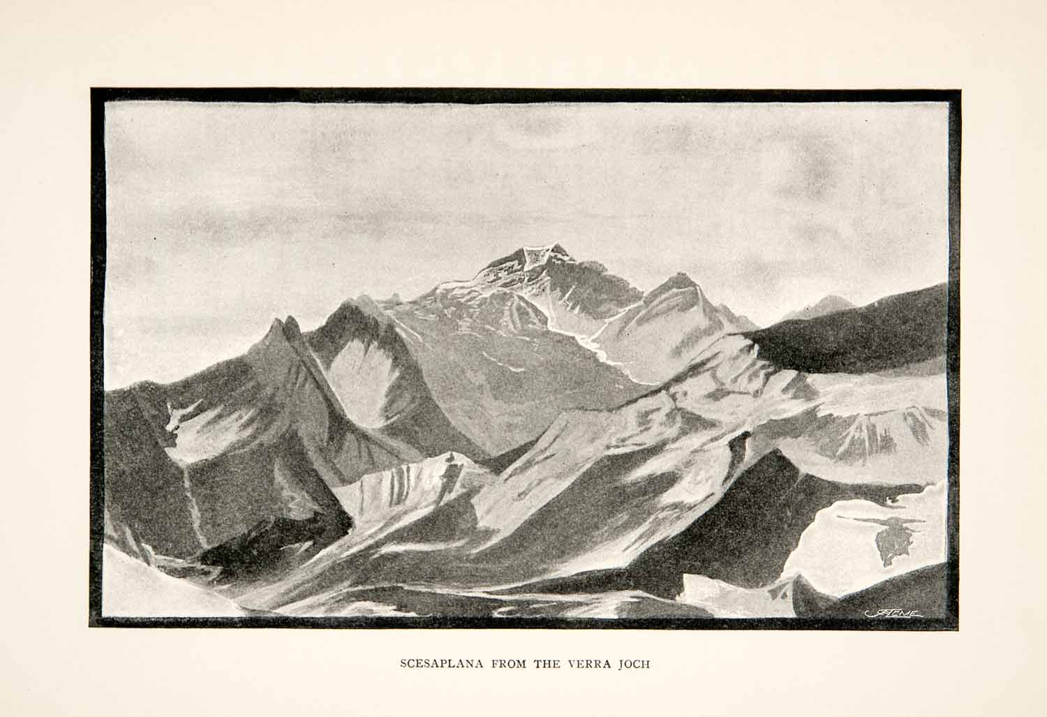 1895 Print Mt Scesaplana Alps Mountains Austria Landscape Verra Joch XGPB1