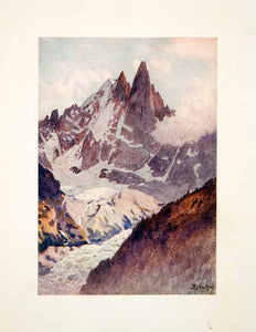 1908 Color Print Montenvers Aiguilles Verte Dru France J. Hardwicke Lewis XGPB2