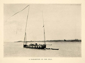1914 Print Dahabiyeh Boat Barge Vessel Nile River Shallow Bottom Sails XGPB4