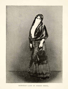 1914 Print Egyptian Woman Street Dress Clothes Costume Fashion Hijab Burqa XGPB4