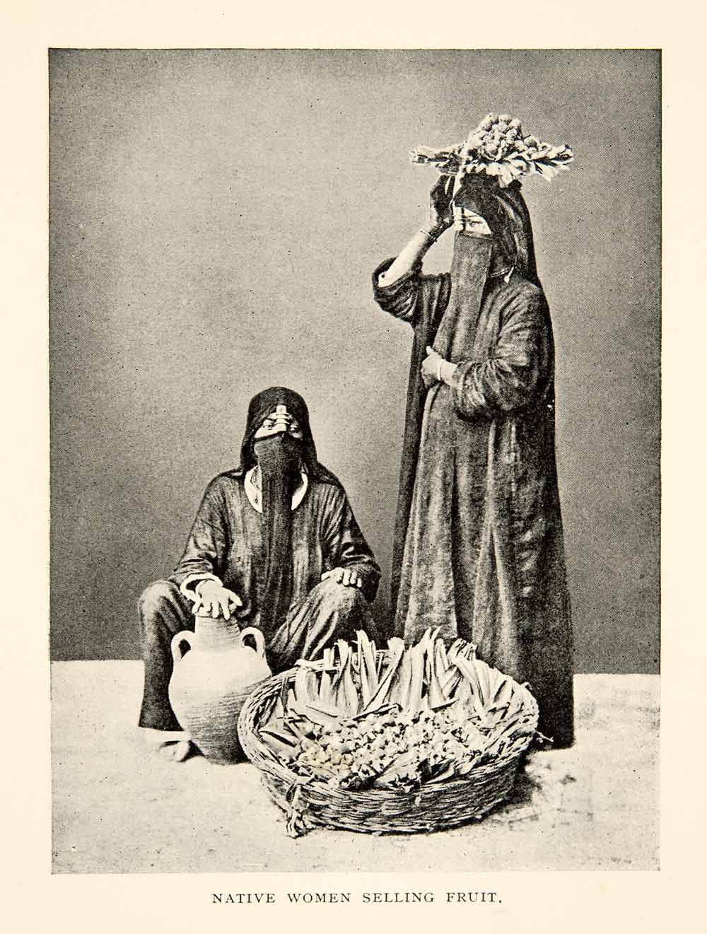 1914 Print Portrait Native Women Sell Fruit Produce Costume Fashion Dress XGPB4