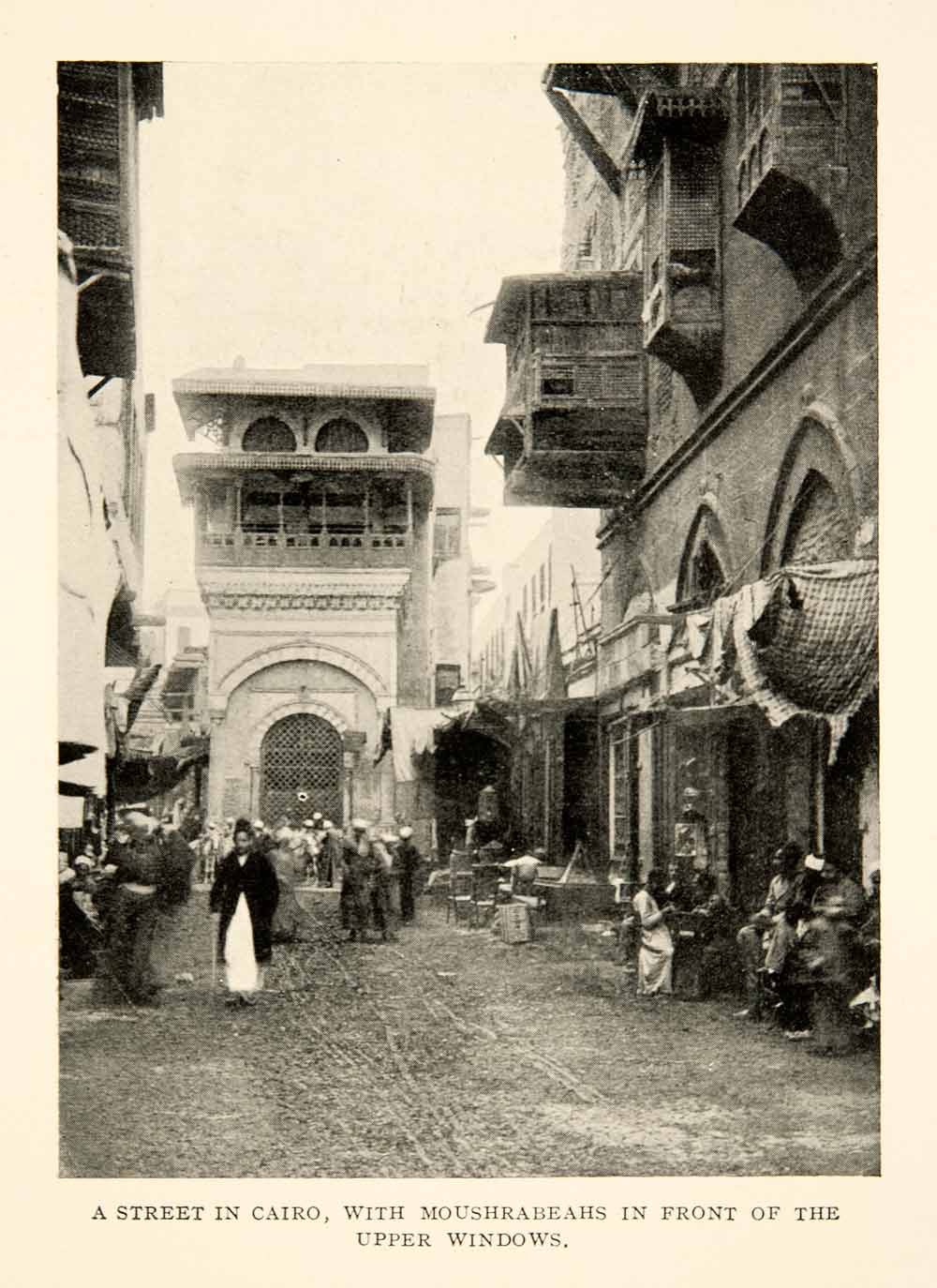 1914 Print Moushrabeahs Gate Structure Window Women Quarters House Cairo XGPB4