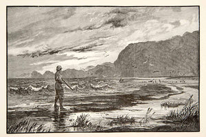 1890 Wood Engraving Mounteney Jephson Hunting Birds Lake Albert Tunguru XGPB5