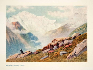 1907 Color Print Mont Blanc Finhaut Switzerland Mountain Swiss Alps XGPB6