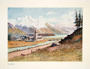 1907 Color Print Sils Im Engadin Segl Switzerland Swiss Alps Picturesque XGPB6